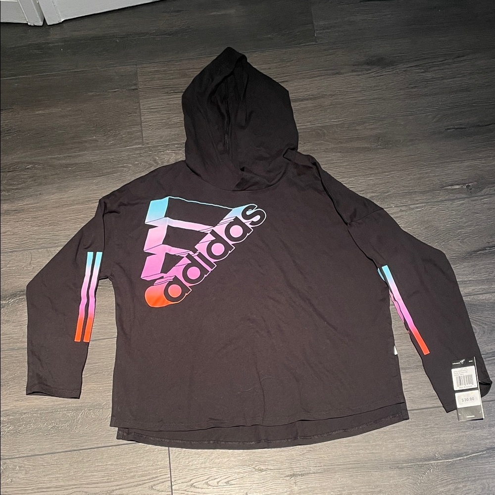 Adidas Long Sleeve Hooded shirt with Vibrant Multicolor Logo